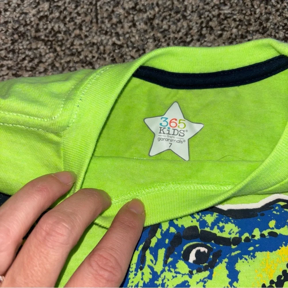 Dinosaur and Jurassic Park Tees -Neon Green & Dark Green Boys Size 7 7/8 Fun Set